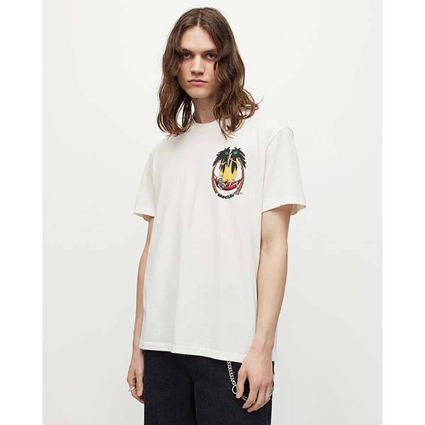 Allsaints Australia Mens Recline Crew T-Shirt White AU46-567